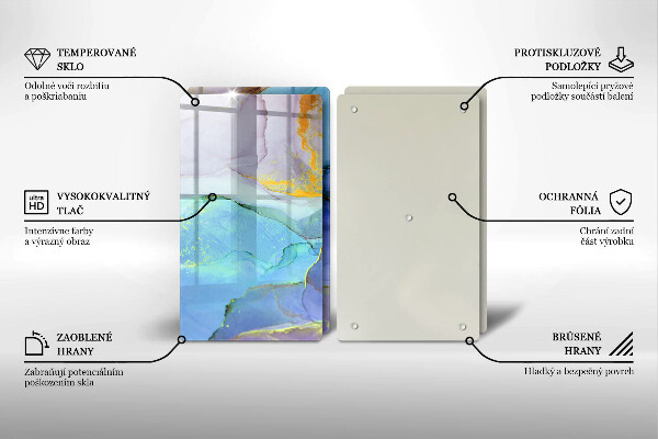 Skleněné krájecí prkénko Prasklý zlatý kámen