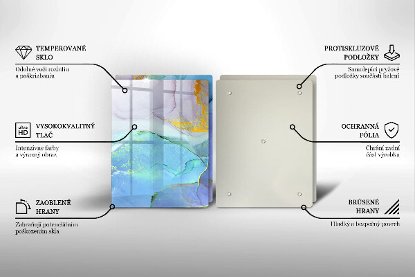 Skleněné krájecí prkénko Prasklý zlatý kámen
