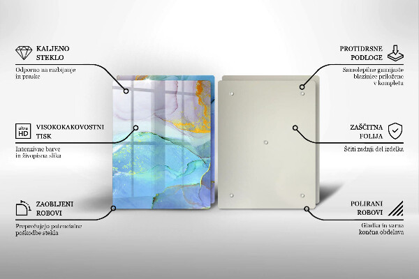 Skleněné krájecí prkénko Prasklý zlatý kámen