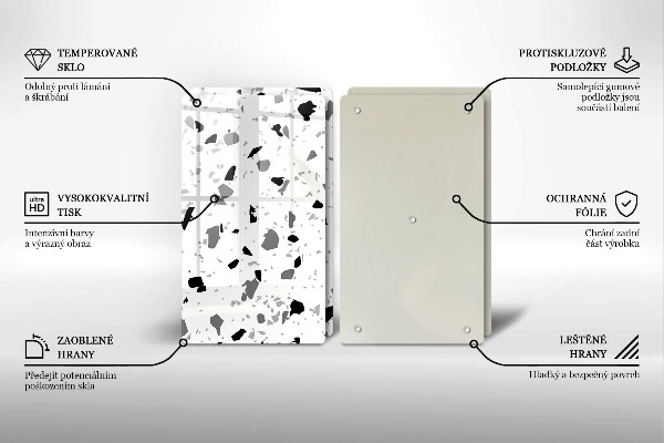 Skleněné krájecí prkénko Dekorativní kamenina