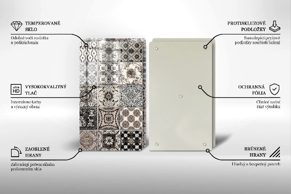 Skleněná krájecí deska Dekorativní dlaždice