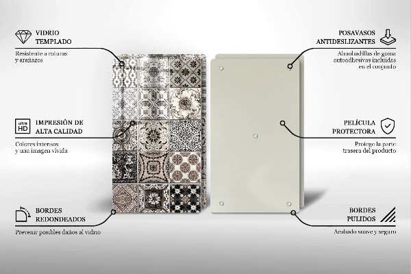 Skleněná krájecí deska Dekorativní dlaždice