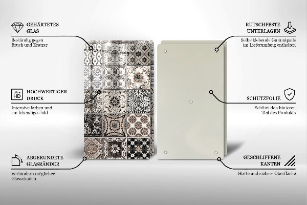 Skleněná krájecí deska Dekorativní dlaždice