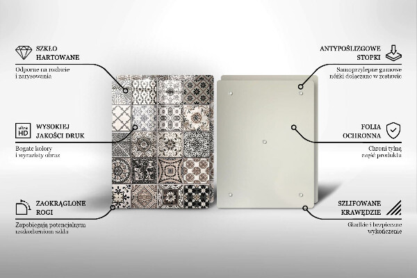 Skleněná krájecí deska Dekorativní dlaždice