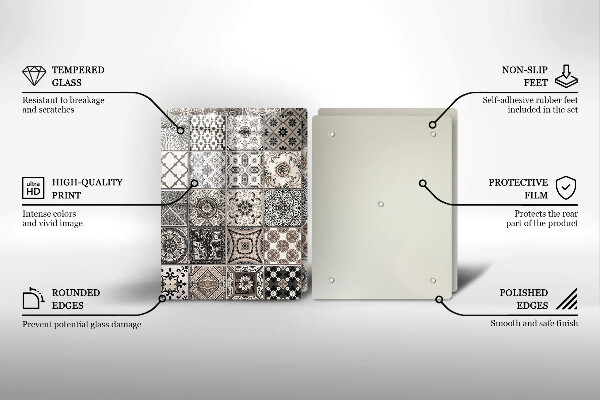 Skleněná krájecí deska Dekorativní dlaždice