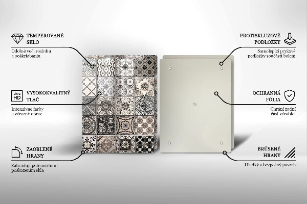 Skleněná krájecí deska Dekorativní dlaždice