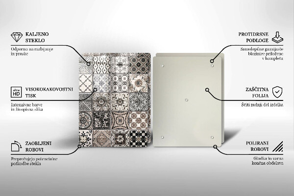 Skleněná krájecí deska Dekorativní dlaždice