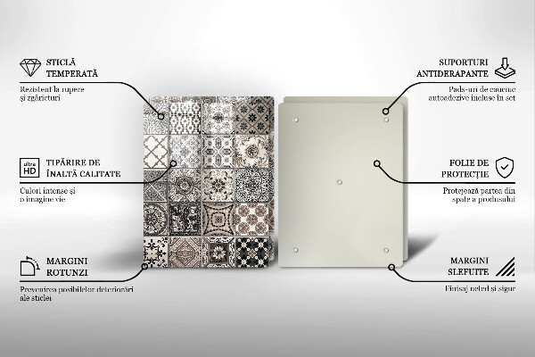 Skleněná krájecí deska Dekorativní dlaždice