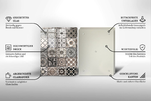 Skleněná krájecí deska Dekorativní dlaždice