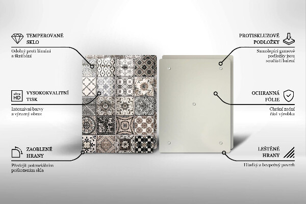 Skleněná krájecí deska Dekorativní dlaždice