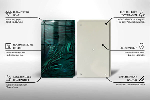 Skleněné krájecí prkénko Listy divoké džungle