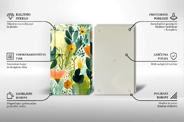 Skleněné krájecí prkénko Malované květiny