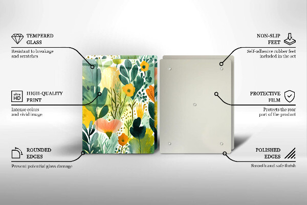 Skleněné krájecí prkénko Malované květiny