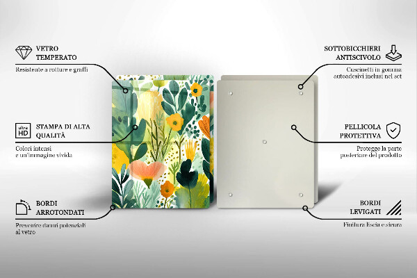 Skleněné krájecí prkénko Malované květiny