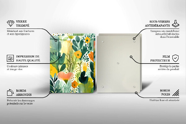 Skleněné krájecí prkénko Malované květiny