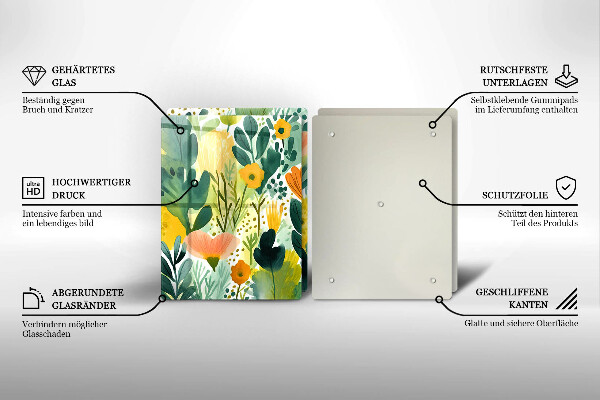 Skleněné krájecí prkénko Malované květiny