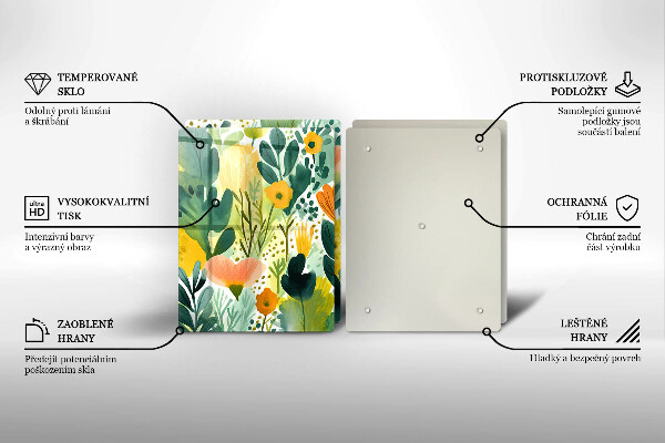 Skleněné krájecí prkénko Malované květiny