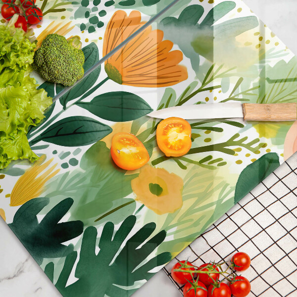 Skleněné krájecí prkénko Malované květiny