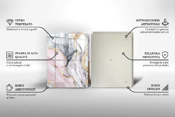 Skleněné krájecí prkénko Pastelový mramor