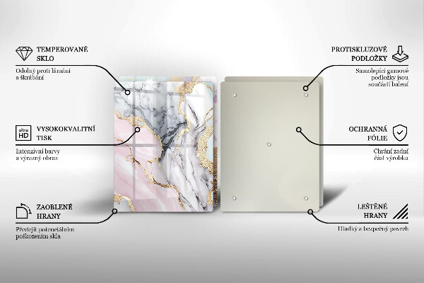 Skleněné krájecí prkénko Pastelový mramor