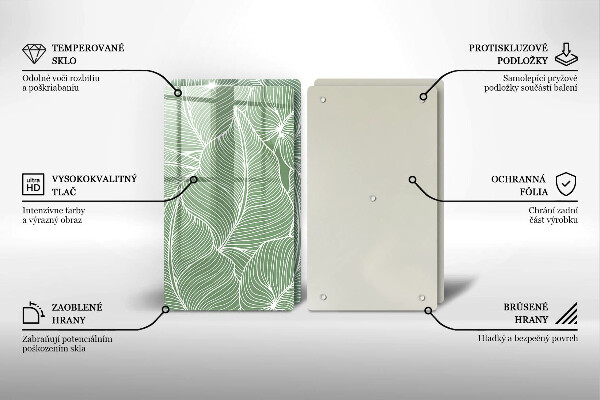 Krájecí prkénko skleněné Lineární listy