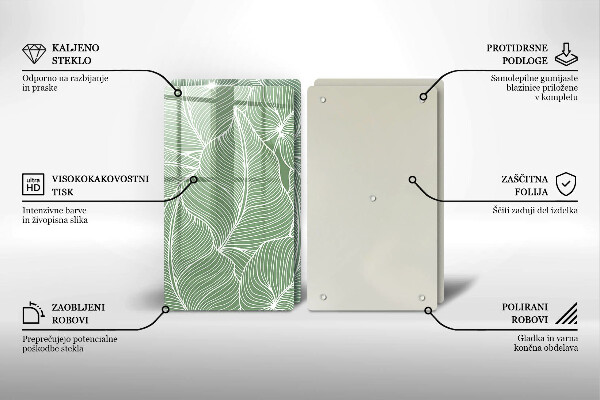 Krájecí prkénko skleněné Lineární listy