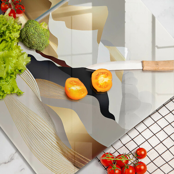 Krájecí prkénko skleněné Abstraktní zlaté hory