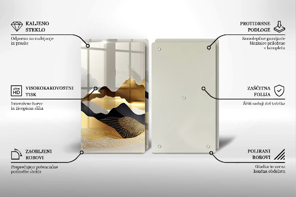 Krájecí prkénko skleněné Abstraktní zlaté hory