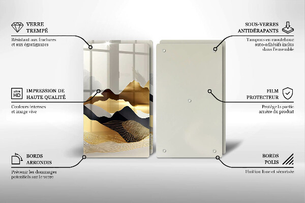 Krájecí prkénko skleněné Abstraktní zlaté hory