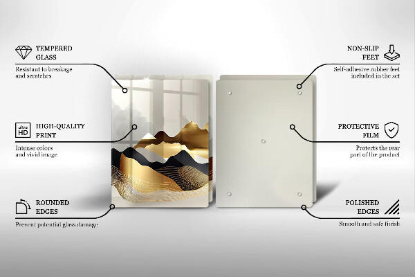 Krájecí prkénko skleněné Abstraktní zlaté hory