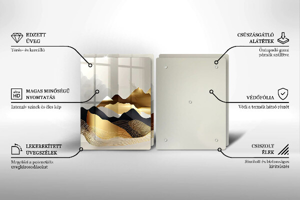 Krájecí prkénko skleněné Abstraktní zlaté hory