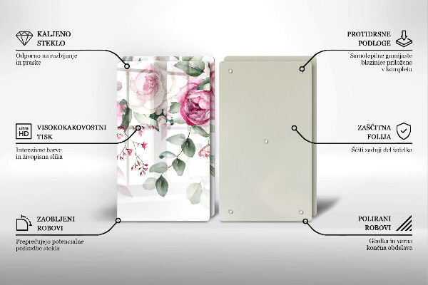 Krájecí prkénko skleněné Akvarel růže