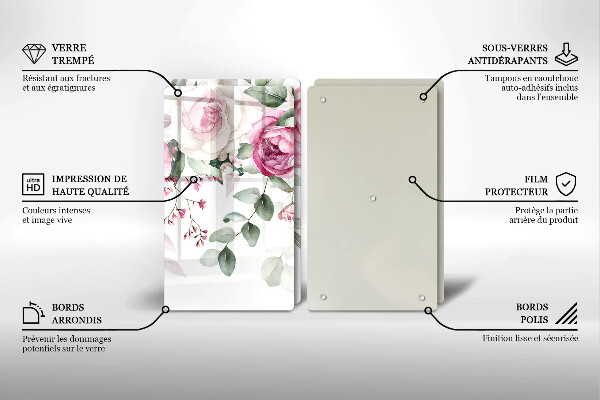 Krájecí prkénko skleněné Akvarel růže