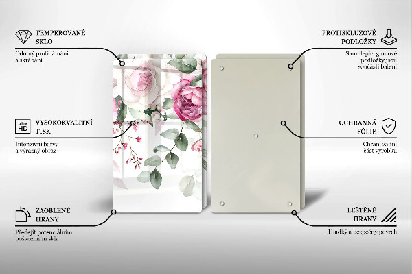 Krájecí prkénko skleněné Akvarel růže