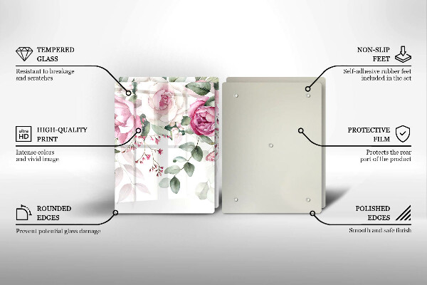 Krájecí prkénko skleněné Akvarel růže