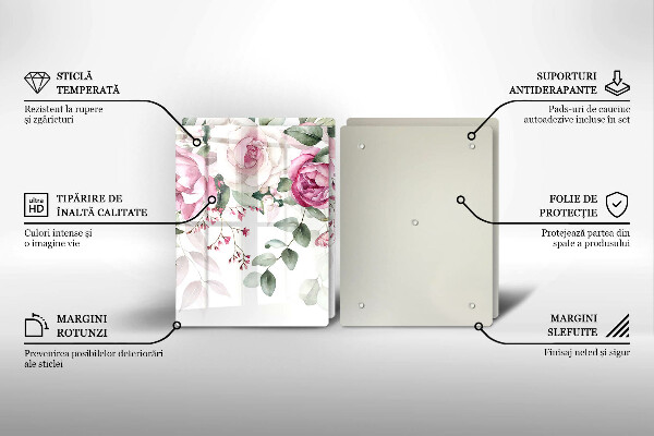 Krájecí prkénko skleněné Akvarel růže