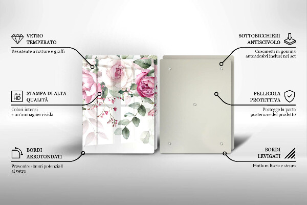 Krájecí prkénko skleněné Akvarel růže