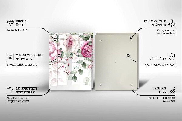 Krájecí prkénko skleněné Akvarel růže