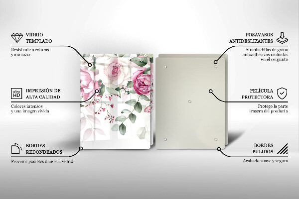 Krájecí prkénko skleněné Akvarel růže