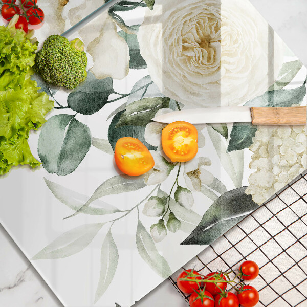 Krájecí prkénko skleněné Akvarel květiny