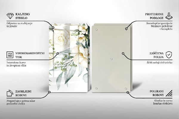 Krájecí prkénko skleněné Akvarel květiny