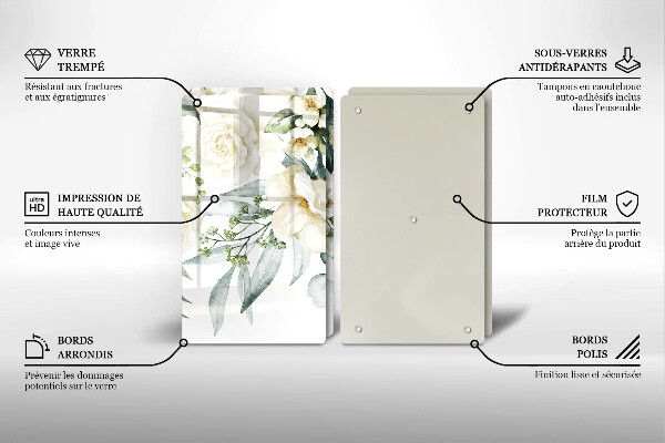 Krájecí prkénko skleněné Akvarel květiny