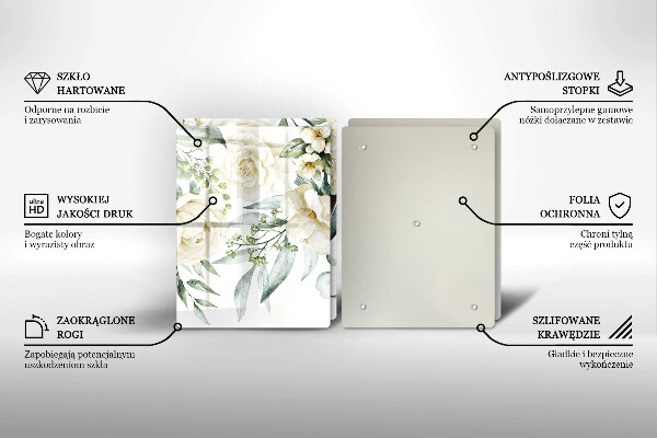 Krájecí prkénko skleněné Akvarel květiny