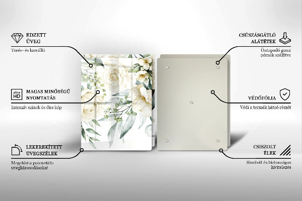 Krájecí prkénko skleněné Akvarel květiny