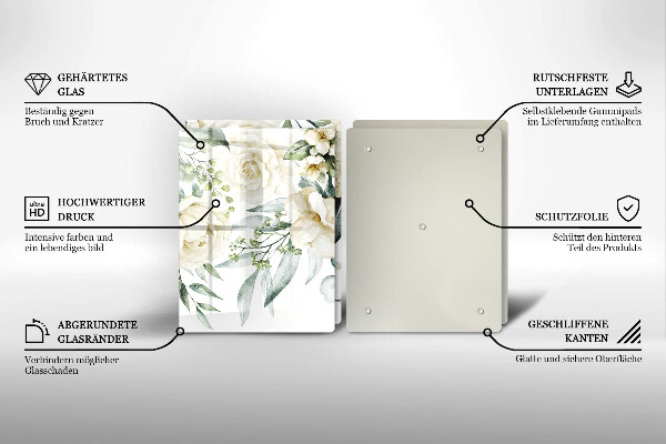 Krájecí prkénko skleněné Akvarel květiny