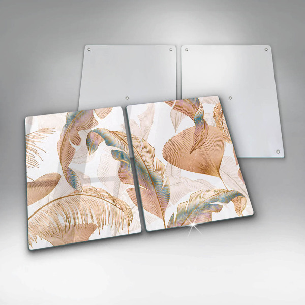 Krájecí prkénko skleněné Boho peří a listy