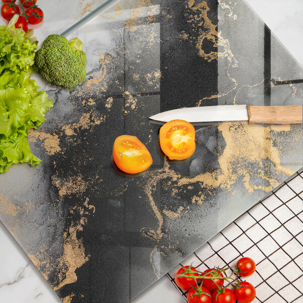 Krájecí prkénko skleněné Abstrakce se zlatem