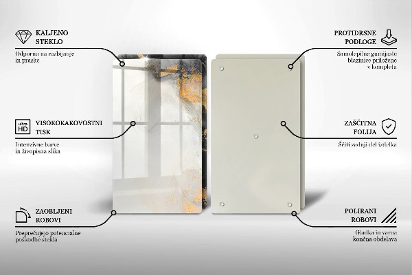 Krájecí prkénko skleněné Abstrakce se zlatem