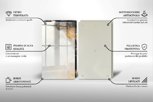 Krájecí prkénko skleněné Abstrakce se zlatem