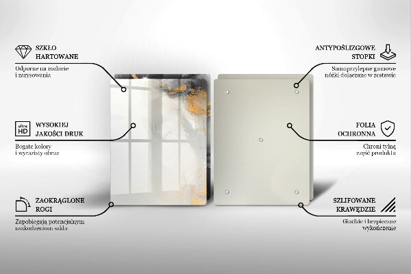 Krájecí prkénko skleněné Abstrakce se zlatem